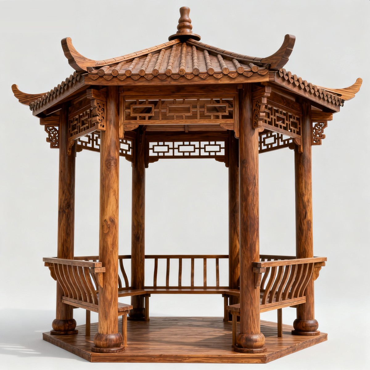 山东中式风格防腐木凉亭,实木凉亭,木亭